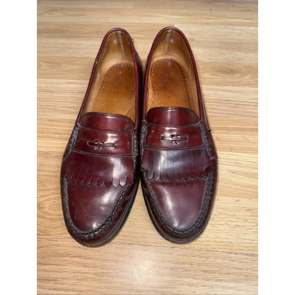 GH Bass Weejuns  Kiltie Loafers Burgundy Leather Made in USA Mens 9.5D